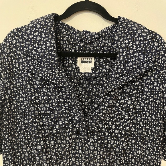 Vintage Leslie Fay geometric pattern midi dress - size 18 - Picture 2 of 7